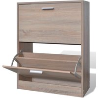 Berkfield Home Oak Look Wooden Shoe Cabinet with 2 Compartments in Brown