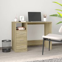 Berkfield Home Desk with Drawers Sonoma Oak 102x50x76 cm Engineered Wood in Brown | Size: 102 x 50 x 76 cm