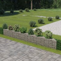 Berkfield Home Gabion Wall Galvanised Steel 450x30x50 cm in Silver | Size: 450 x 30 x 50 cm