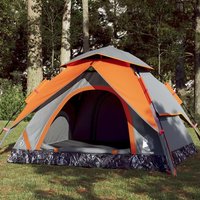 Berkfield Home Camping Tent Dome 3-Person Grey & Orange Quick Release