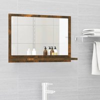 Berkfield Home Bathroom Mirror Smoked Oak 60x10.5x37 cm Engineered Wood in Brown