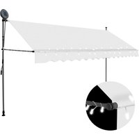 Berkfield Home Manual Retractable Awning with LED 350 cm Cream in Beige