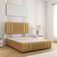 BSSPOKE Rosie Plush Velvet Divan Bed 24"Headboard 2Drawers Footend No Mattress in Mustard | Size: Double