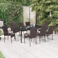 Berkfield Home 9 Piece Garden Dining Set Brown & Black