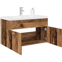 Berkfield Home Sink Cabinet with Built-in Basin & Faucet Old Wood in Brown