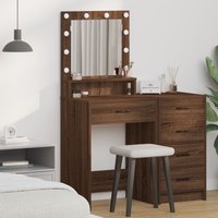 Berkfield Home Dressing Table with LED Lights - Brown Oak, 50x41x135 cm | Size: 50 x 41 x 135 cm