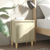 Berkfield Home Bed Cabinets with Solid Wood Legs 2 pcs Sonoma Oak 40x30x50 cm in Brown | Size: 40 x 30 x 50 cm