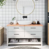 Berkfield Home Bathroom Countertop Light Brown 140x50x(2-4)cm Treated Solid Wood
