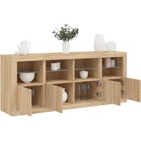 Berkfield Home Sideboard with LED Lights Sonoma Oak 163x37x67 cm in Brown | Size: 163 x 37 x 67 cm