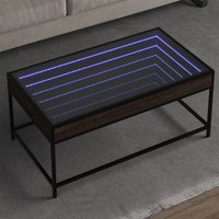 Berkfield Home Coffee Table with Infinity LED Brown Oak 90x50x41 cm | Size: 90 x 50 x 41 cm