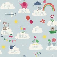 Hello Clouds Rainbow Birds Cats Butterfly Wallpaper