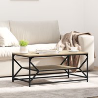 Berkfield Home Coffee Table with Shelf Sonoma Oak 90x50x40 cm Engineered Wood in Brown | Size: 90 x 50 x 40 cm