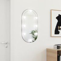 Berkfield Home Mirror with LED Lights 80x40 cm Glass Oval in Silver