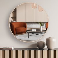 nielsen Jaron Round Aluminium Wall Mirror 60cm in Light Oak