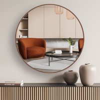 nielsen Jaron Round Aluminium Wall Mirror 60cm in Walnut