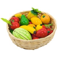 Goki Wooden 23 Piece Fruit in a basket | Size: 1 Pack