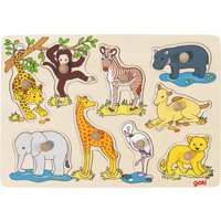 Goki Lift Out Puzzle, African Baby Animals 9 Pieces in Brown | Size: 1 Pack