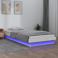Berkfield Home LED Bed Frame without Mattress White Small Single Solid Wood