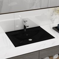 Berkfield Home Luxury Basin with Faucet Hole Matt Black 60x46 cm Ceramic