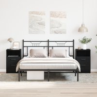 Berkfield Home Bedside Cabinets 2 pcs Black Oak 40x35x65 cm Engineered Wood | Size: 40 x 35 x 65 cm