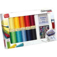 & TSET S 12X100M NDLS Thread Set Sew All 12 x 100m 10 x Universal Machine Needles & Pearl Head Pins Gutermann