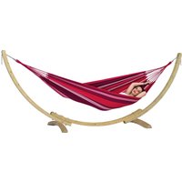 Amazonas Apollo Wooden Hammock Stand & Double Hammock Set - Weatherproof in Red