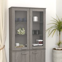 Berkfield Home Top for Highboard HAMAR Light Grey 85x35x100cm Solid Wood Pine | Size: 85 x 35 x 100 cm