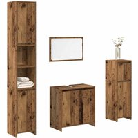 Berkfield Home 4 Piece Bathroom Furniture Set Old Wood Engineered Wood in Brown