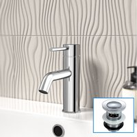 Chrome Deck Mounted Round Single Lever Basin Mono Tap Waste