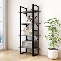 Berkfield Home 4-Tier Book Cabinet Grey 60x30x140 cm Solid Pine Wood | Size: 60 x 30 x 140 cm
