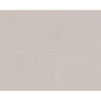 A.S. Creation Abstract Flower Pattern Circle Motif Modern Glitter Wallpaper in Taupe
