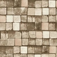 A.S. Creation Wood Block Pattern Faux Effect Square Embossed Textured Wallpaper in Brown