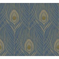 A.S. Creation Peacock Bird Feather Design Non Woven Vinyl Wallpaper in Teal