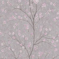 A.S. Cherry Blossom Floral Flowers Trail Vinyl Texture Embossed Wallpaper