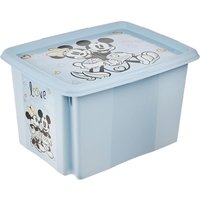 Keeeper Mickey Mouse Turn Around Stackable Box with Lid 30 Litre Cloudy Blue