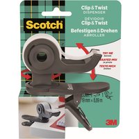 Scotch Clip & Twist C19 Grey Tape Dispenser with Magic Tape 19mm x 8.89mm 1 Roll/Pack