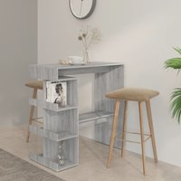 Berkfield Home Bar Table with Storage Rack Grey Sonoma 100x50x101.5 cm