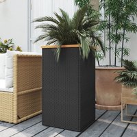 Berkfield Home Planter Black 40x40x80 cm Poly Rattan | Size: 40 x 40 x 80 cm