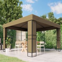Berkfield Home Gazebo with Double Roof 3x3x2.7 m Taupe 180 g/m ² in Beige