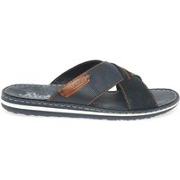 Rieker Men's 'Waves' Crossover Sliders in Dark Blue | Size: 9
