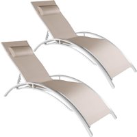 tectake Sun Lounger Set Of 2 Alina in Beige | Size: 2 Seater