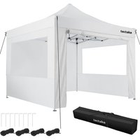 tectake 3x3m Foldable Aluminum Garden Pavilion with 4 Side Panels in White | Size: Large