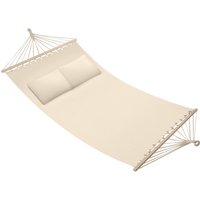 tectake Hammock Eden - with support bars, for 2 people, durable fabric in Beige | Size: 2 Seater
