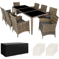 tectake Garden Table & Chairs Menorca in Natural | Size: XL