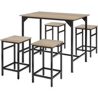 tectake Dining Table With 4 Bar Stools Edinburgh in Light Oak | Size: 4 Person