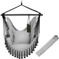 tectake Hanging Chair Malika, Boho Style, Load Capacity 150kg in Grey | Size: 1 Seater