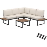 tectake Eliar Garden Lounge Set, 4-piece, with aluminum frame in Black | Size: Large