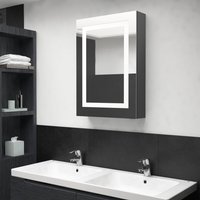 Berkfield Home LED Bathroom Mirror Cabinet Grey 50x13x70 cm | Size: 50 x 13 x 70 cm