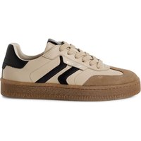 Infinity Leather Women's Tamaris Suede Leather Fashion Lace Up Sneakers in Beige | Size: 5