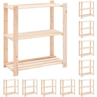 Berkfield Home 3-Tier Storage Racks 10 pcs 80x38x90 cm Solid Pinewood 150 kg in Beige | Size: 80 x 38 x 90 cm